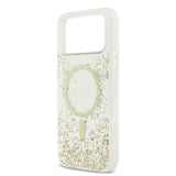 Apple iPhone 17 Pro Max Kılıf Guess M-safe Şarj Özellikli Transparan Resin Bottom Pullu Kapak Gold