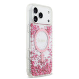 Apple iPhone 17 Pro Max Kılıf Guess M-safe Şarj Özellikli Transparan Resin Bottom Pullu Kapak Pembe