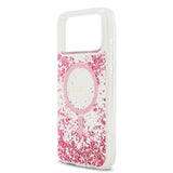 Apple iPhone 17 Pro Max Kılıf Guess M-safe Şarj Özellikli Transparan Resin Bottom Pullu Kapak Pembe