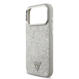 Apple iPhone 17 Pro Max Kılıf Guess M-safe Şarj Özellikli Üçgen Logolu Glitter Kapak Gri