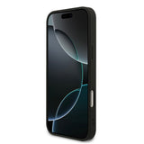 Apple iPhone 17 Pro Max Kılıf Guess M-safe Şarj Özellikli Yazı Logolu PU Deri Kapak Siyah