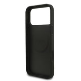 Apple iPhone 17 Pro Max Kılıf Guess M-safe Şarj Özellikli Yazı Logolu PU Deri Kapak Siyah