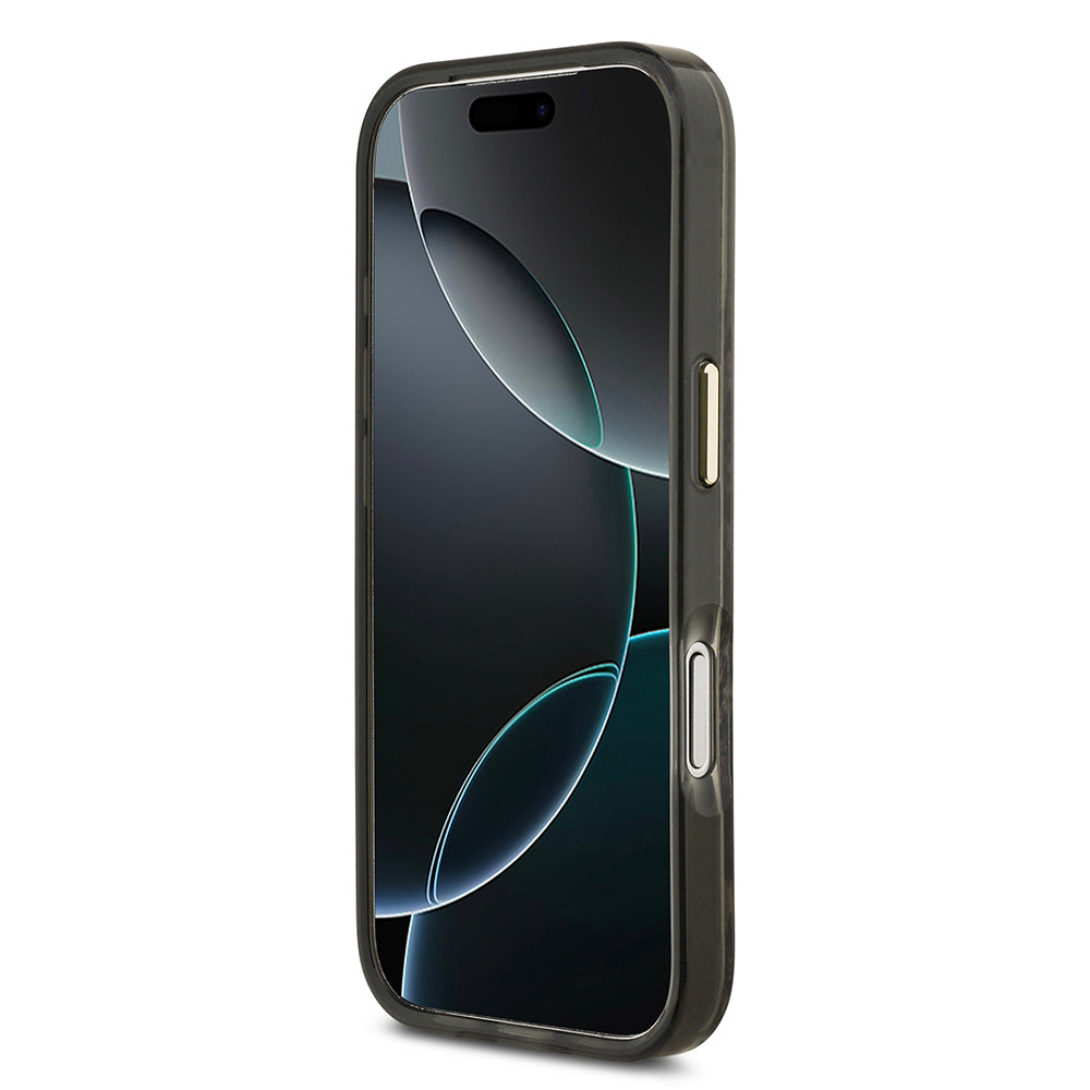 Apple iPhone 17 Pro Max Kılıf Guess M-safe Şarj Özellikli Yazı Logolu Python Yılan Desenli Kapak Kahverengi