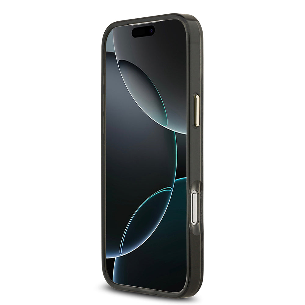 Apple iPhone 17 Pro Max Kılıf Guess M-safe Şarj Özellikli Yazı Logolu Python Yılan Desenli Kapak Siyah