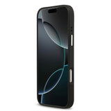 Apple iPhone 17 Pro Max Kılıf Guess PU Deri 4G Büyük Metal ve Yazı Logolu Kapak Siyah