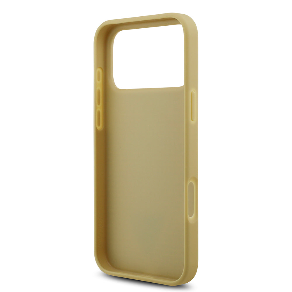 Apple iPhone 17 Pro Max Kılıf Guess Rhinestone Taşlı Üçgen Logolu Kapak Gold