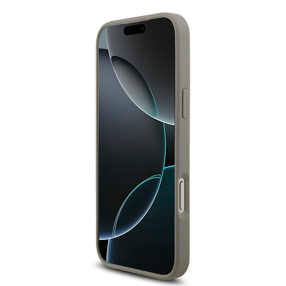 Apple iPhone 17 Pro Max Kılıf Guess Rhinestone Taşlı Üçgen Logolu Kapak Gümüş