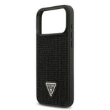 Apple iPhone 17 Pro Max Kılıf Guess Rhinestone Taşlı Üçgen Logolu Kapak Siyah