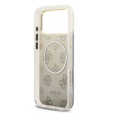 Apple iPhone 17 Pro Max Kılıf Guess Simli Peony Desenli M-safe Şarj Özellikli Sert Silikon Kapak Siyah