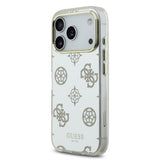 Apple iPhone 17 Pro Max Kılıf M-Safe Şarj Özellikli Guess Metal Kamera Çerçeveli Peony Simli Aynalı Kapak Gold