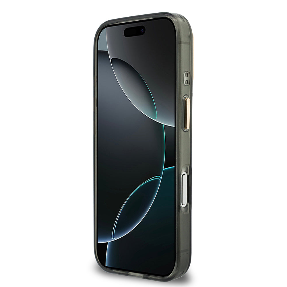 Apple iPhone 18 Pro Kılıf Guess Yazı ve 4G Büyük Metal Logolu Tpu Kapak Siyah