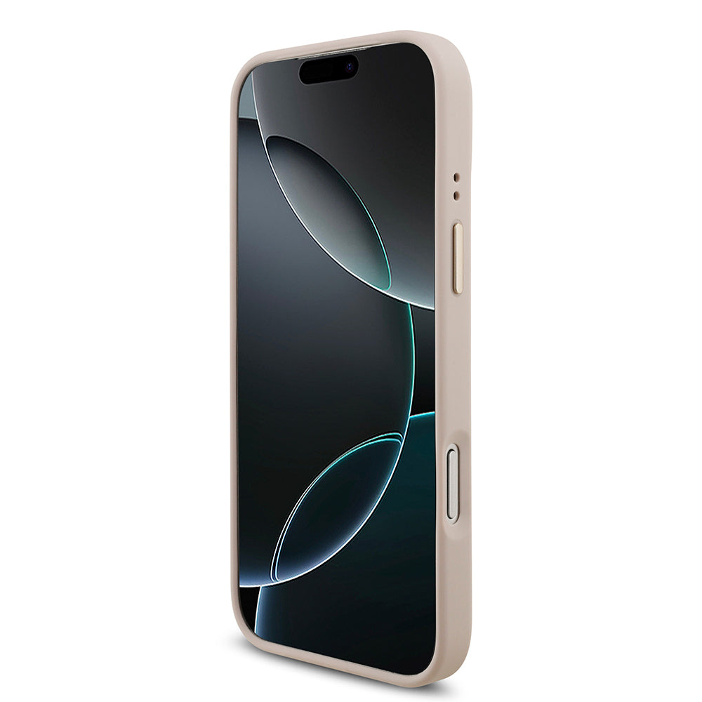 Apple iPhone 18 Pro Max Kılıf Guess 4G Büyük Metal Logolu Kalın Askılı Kapak Pembe