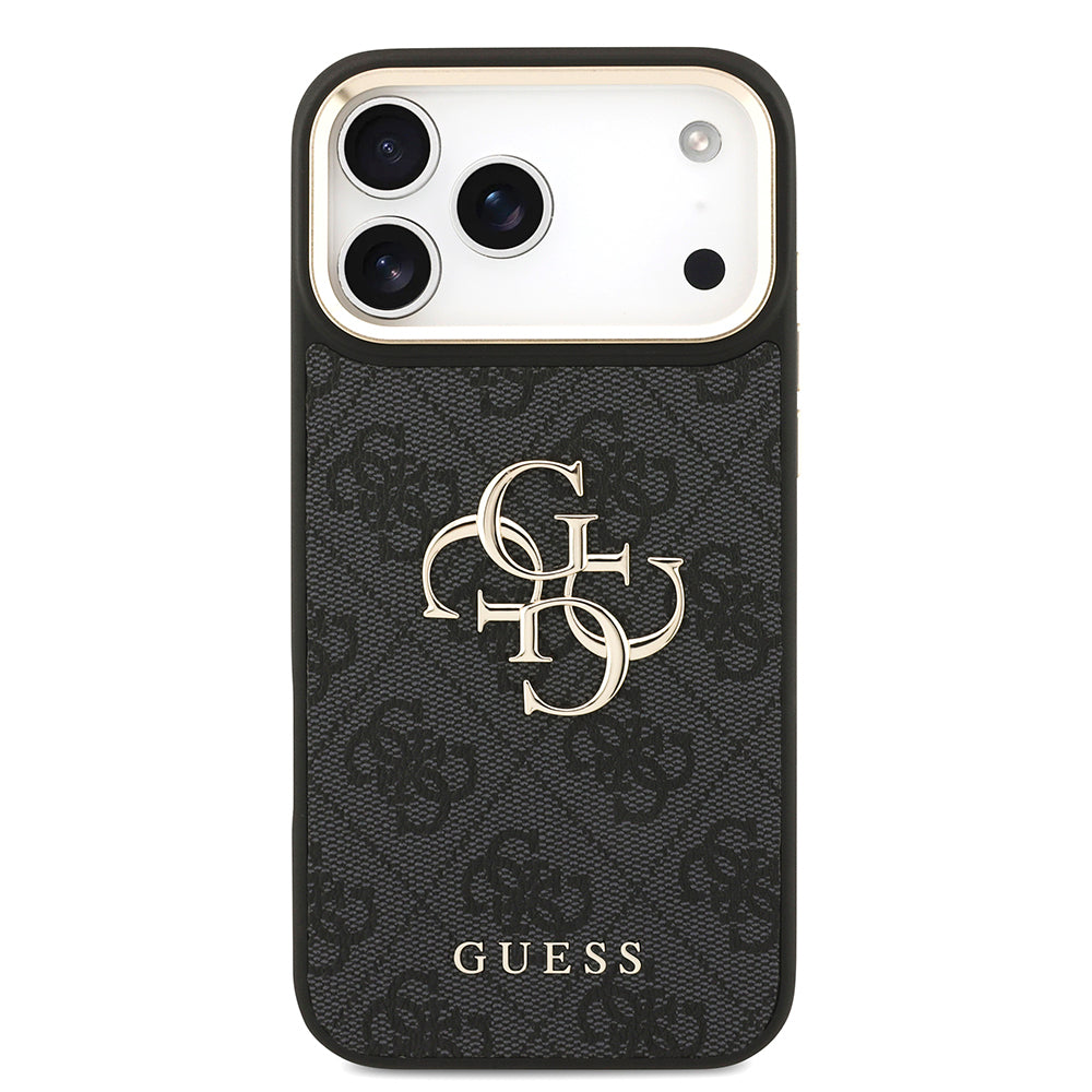 Apple iPhone 18 Pro Max Kılıf Guess 4G Büyük Metal Logolu Kalın Askılı Kapak Siyah