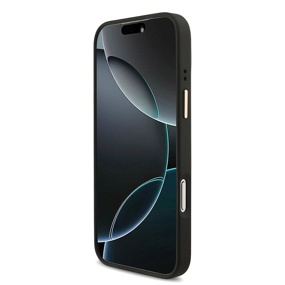 Apple iPhone 18 Pro Max Kılıf Guess 4G Büyük Metal Logolu Kalın Askılı Kapak Siyah