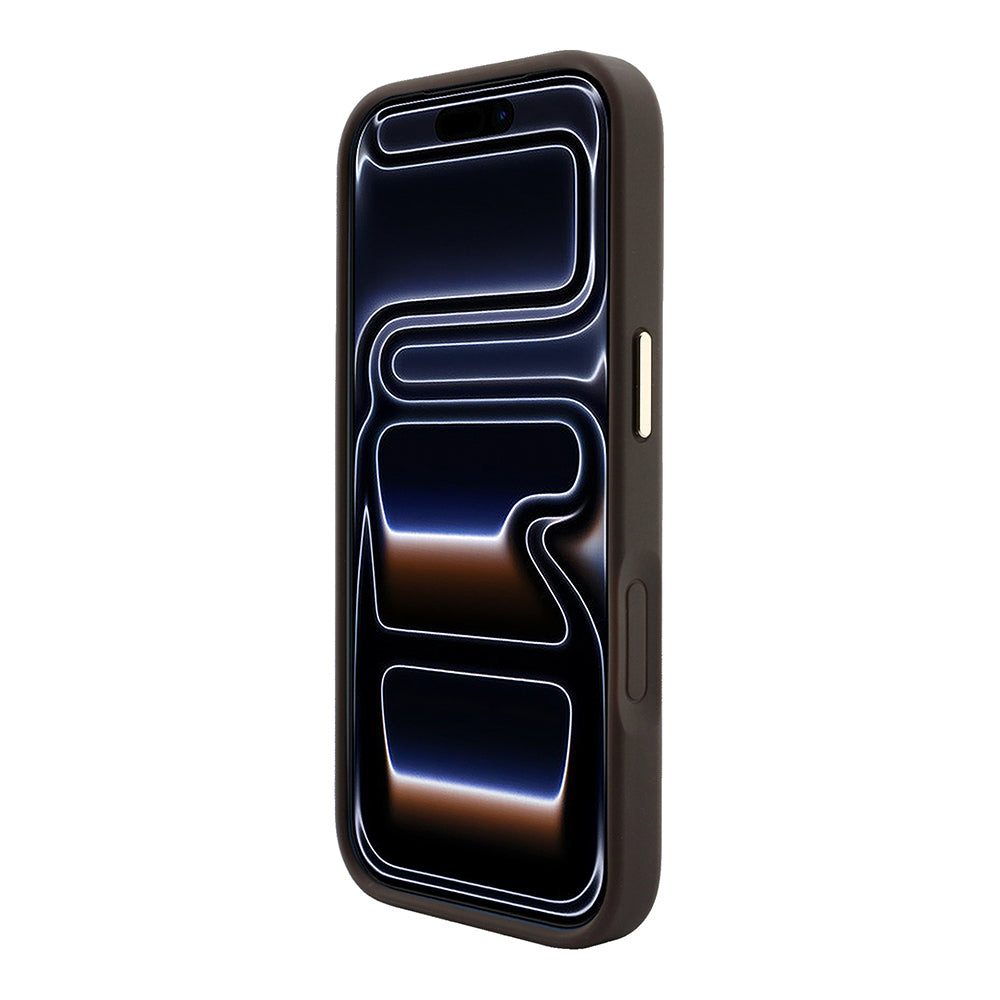 Apple iPhone 18 Pro Kılıf Guess M-safe Şarj Özellikli C-Magnet 4G Desenli Yazı Logolu Kapak Kahverengi