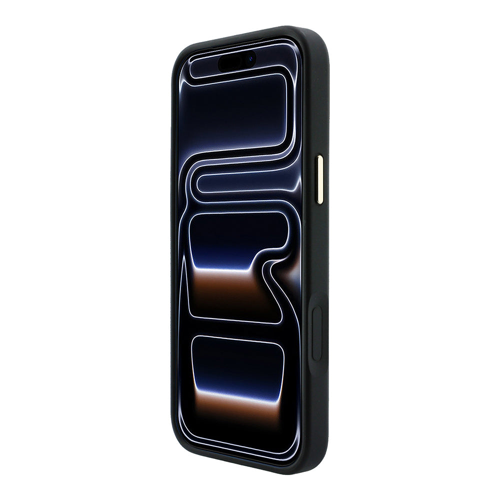 Apple iPhone 18 Pro Kılıf Guess M-safe Şarj Özellikli C-Magnet 4G Desenli Yazı Logolu Kapak Siyah