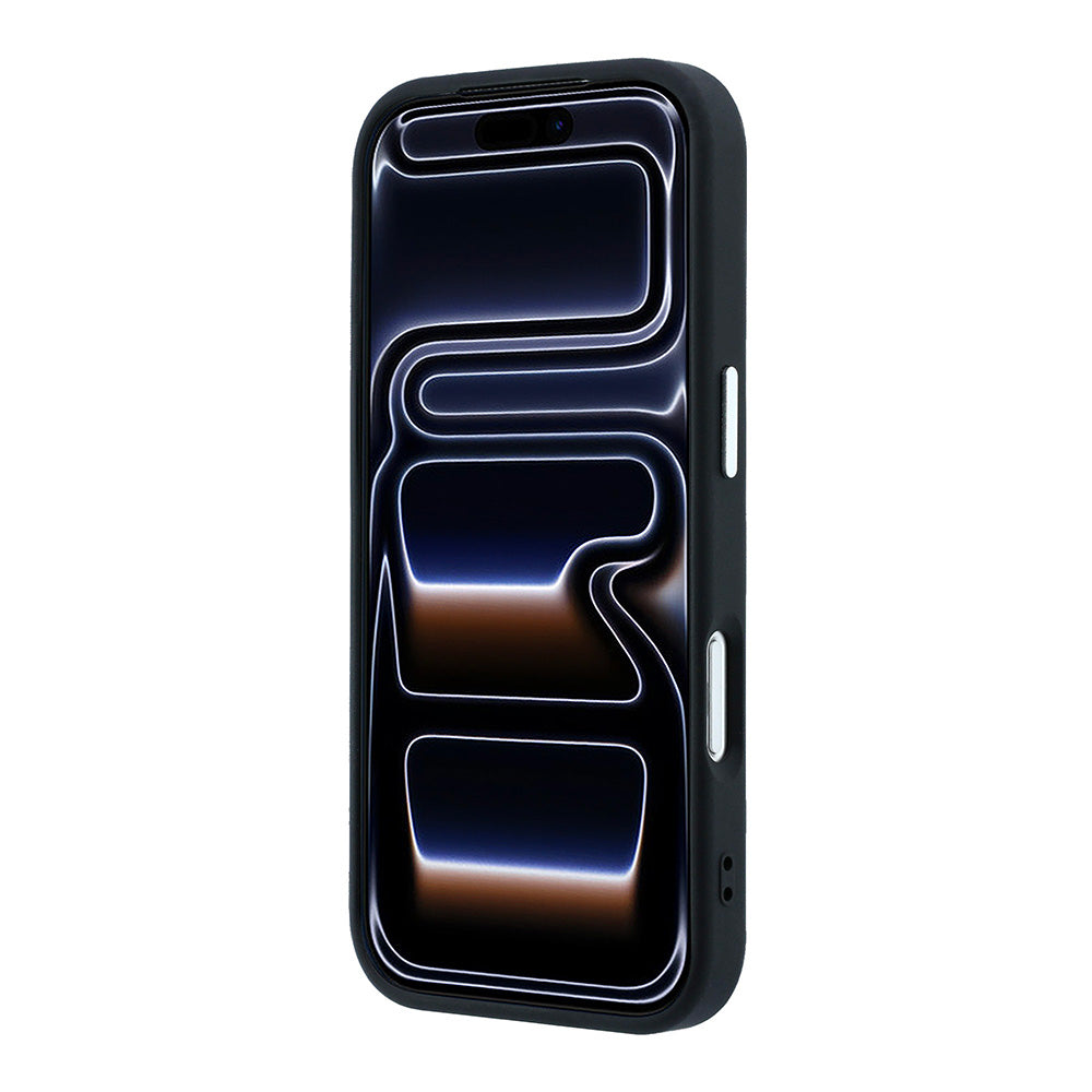 Apple iPhone 18 Pro Kılıf Guess M-safe Şarj Özellikli Grained Triangle Kapak Siyah