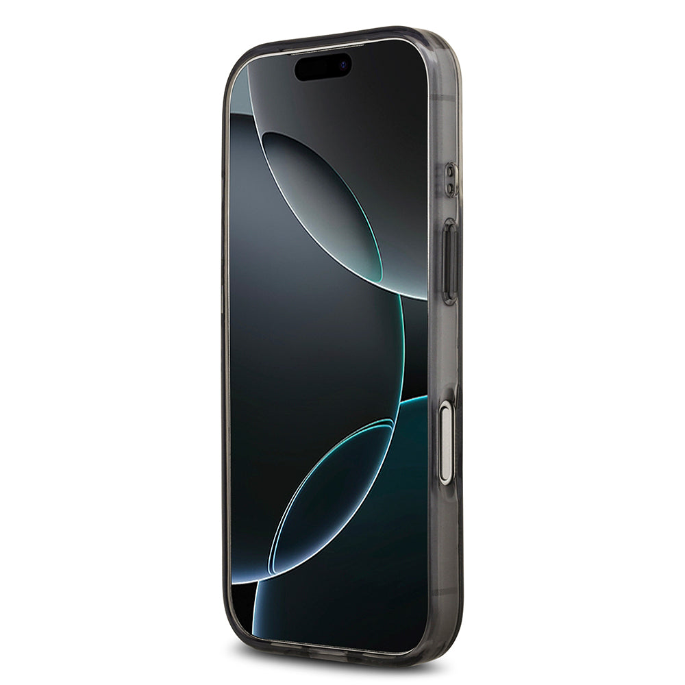 Apple iPhone 18 Pro Max Kılıf Guess M-safe Şarj Özellikli IML Peony ve 4G Desenli Klasik Logolu Kapak Siyah