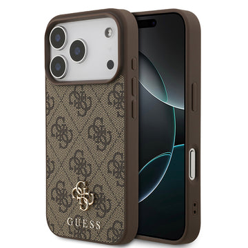 Apple iPhone 18 Pro Kılıf Guess M-safe Şarj Özellikli Small 4G Classic Kapak Kahverengi