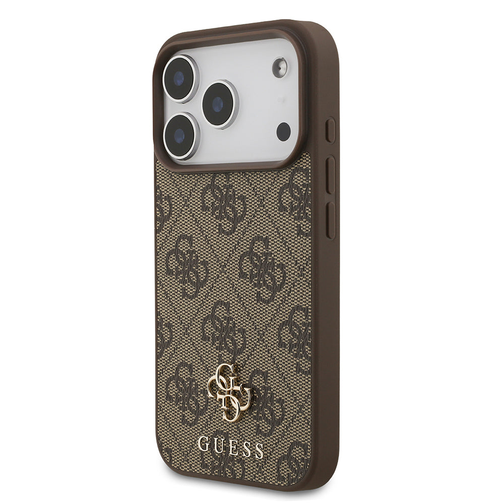 Apple iPhone 18 Pro Kılıf Guess M-safe Şarj Özellikli Small 4G Classic Kapak Kahverengi
