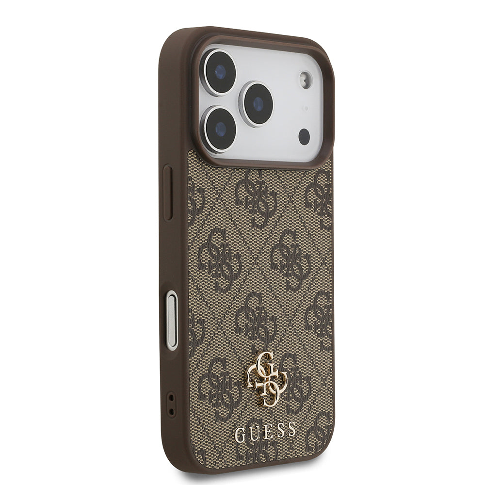 Apple iPhone 18 Pro Kılıf Guess M-safe Şarj Özellikli Small 4G Classic Kapak Kahverengi