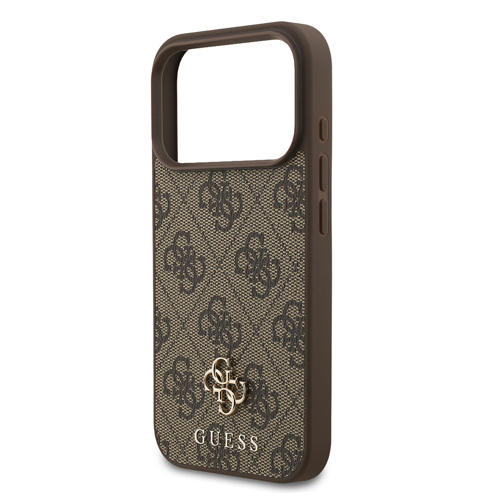 Apple iPhone 18 Pro Kılıf Guess M-safe Şarj Özellikli Small 4G Classic Kapak Kahverengi