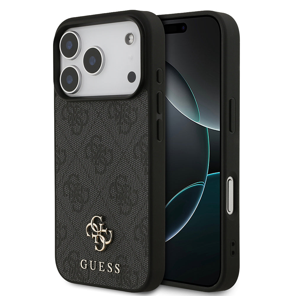 Apple iPhone 18 Pro Max Kılıf Guess M-safe Şarj Özellikli Small 4G Classic Kapak Siyah