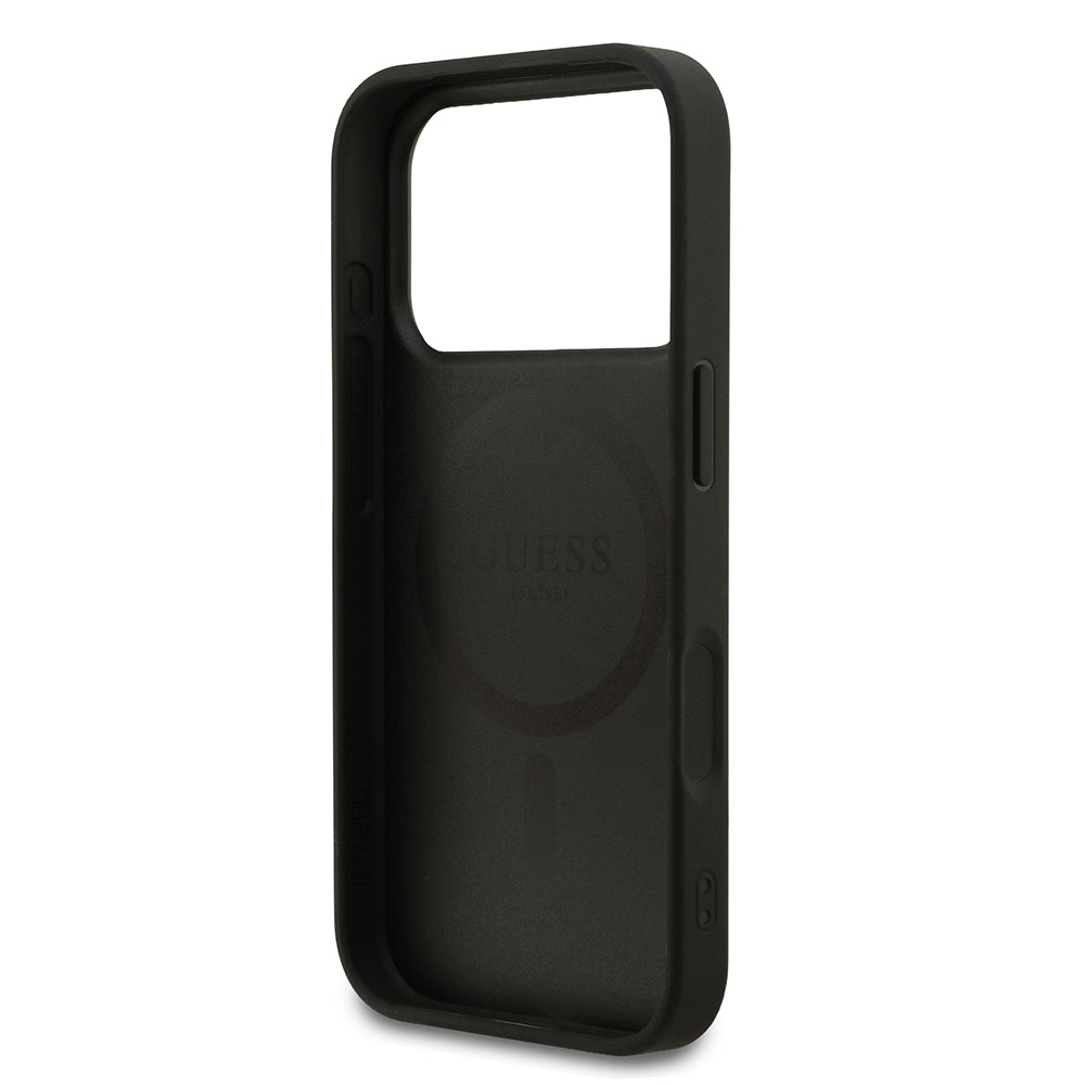 Apple iPhone 18 Pro Max Kılıf Guess M-safe Şarj Özellikli Small 4G Classic Kapak Siyah
