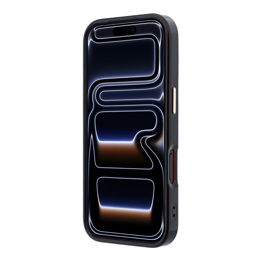 Apple iPhone 18 Pro Kılıf Guess M-safe Uyumlu 360 Dönebilen Standlı Metal Yazı Logolu Kapak Bordo