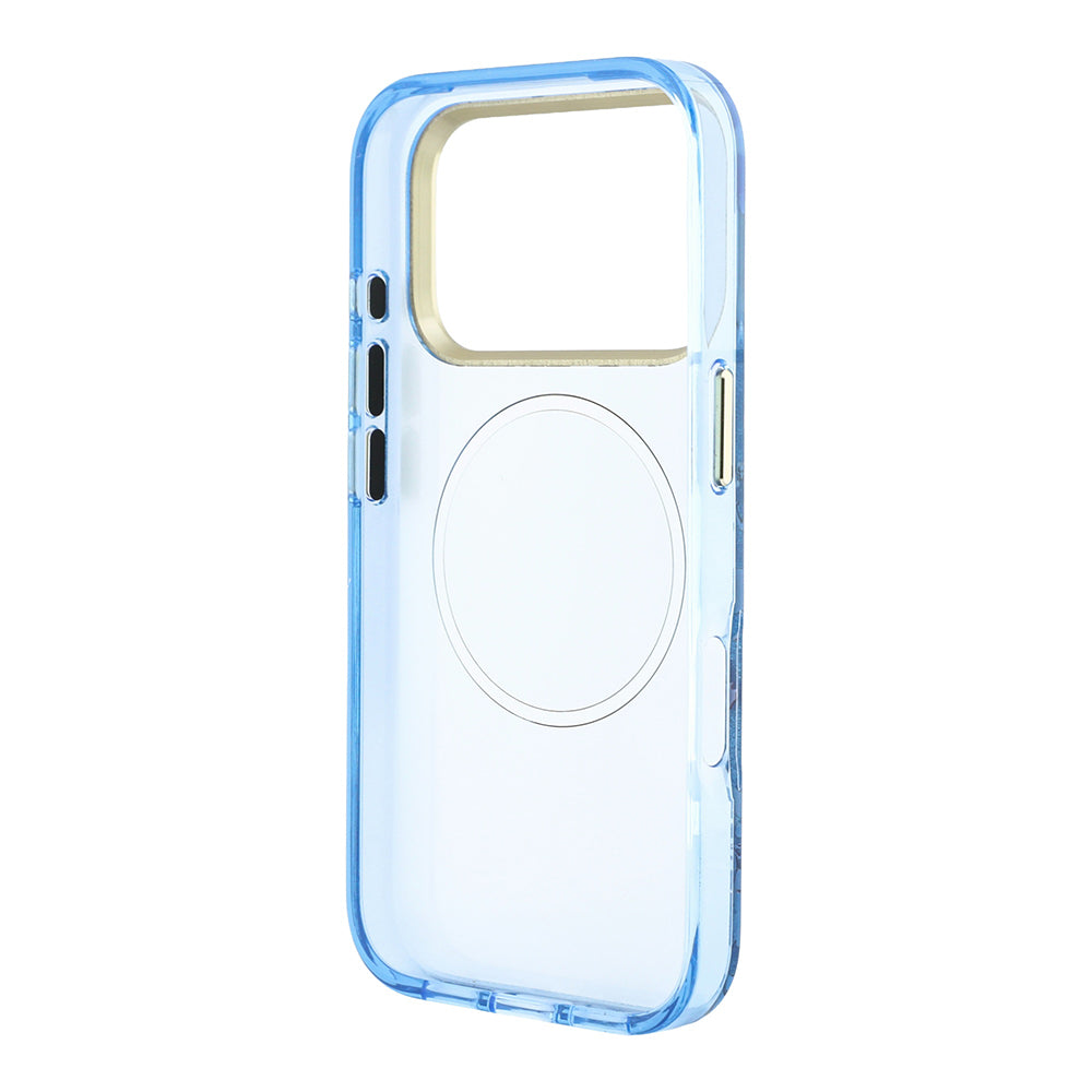 Apple iPhone 18 Pro Max Kılıf Guess M-safe Uyumlu Gül Desenli Simli Yazı Logolu Kapak Açık Mavi