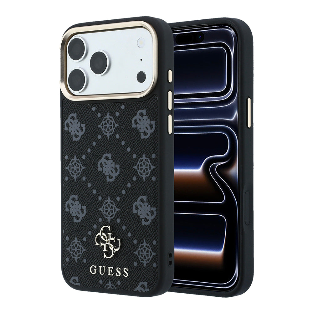 Apple iPhone 18 Pro Max Kılıf Guess M-safe Uyumlu Klasik Yazı ve 4G Logolu Peony Kapak Siyah
