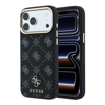Apple iPhone 18 Pro Max Kılıf Guess M-safe Uyumlu Klasik Yazı ve 4G Logolu Peony Kapak Siyah