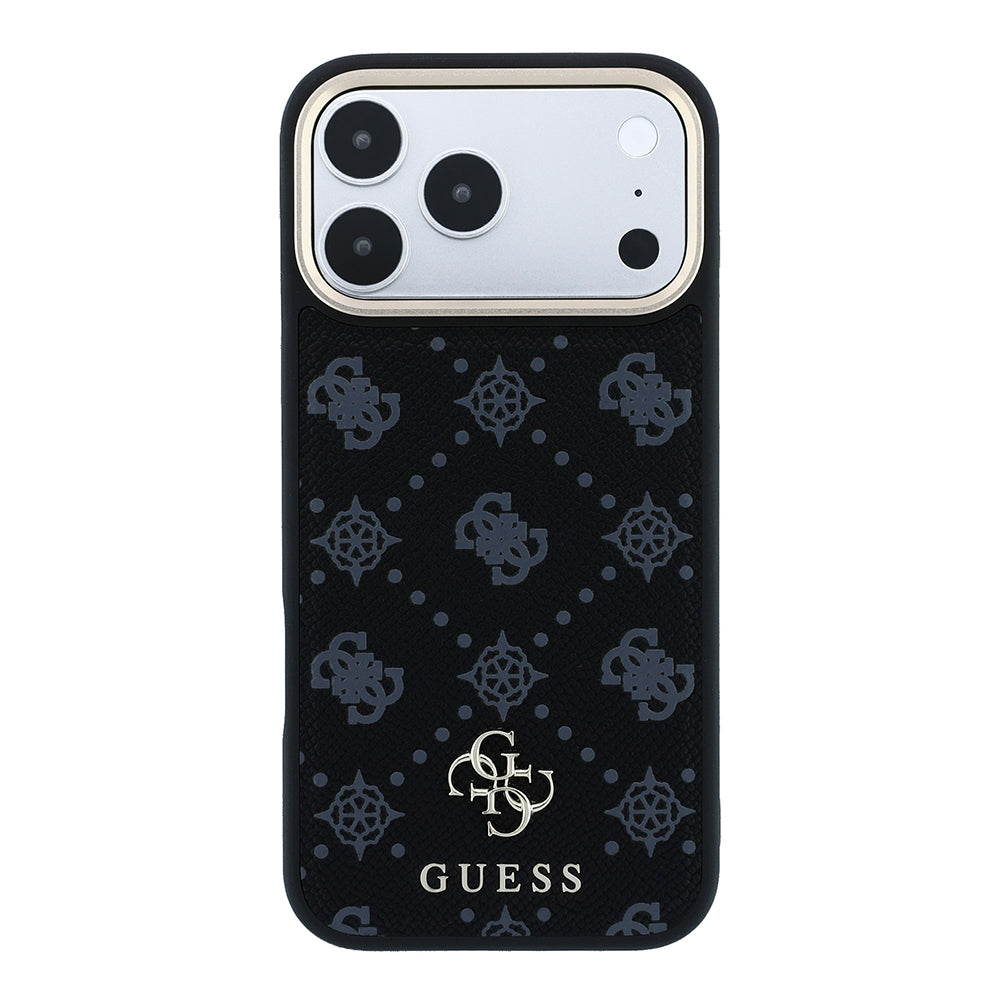 Apple iPhone 18 Pro Max Kılıf Guess M-safe Uyumlu Klasik Yazı ve 4G Logolu Peony Kapak Siyah