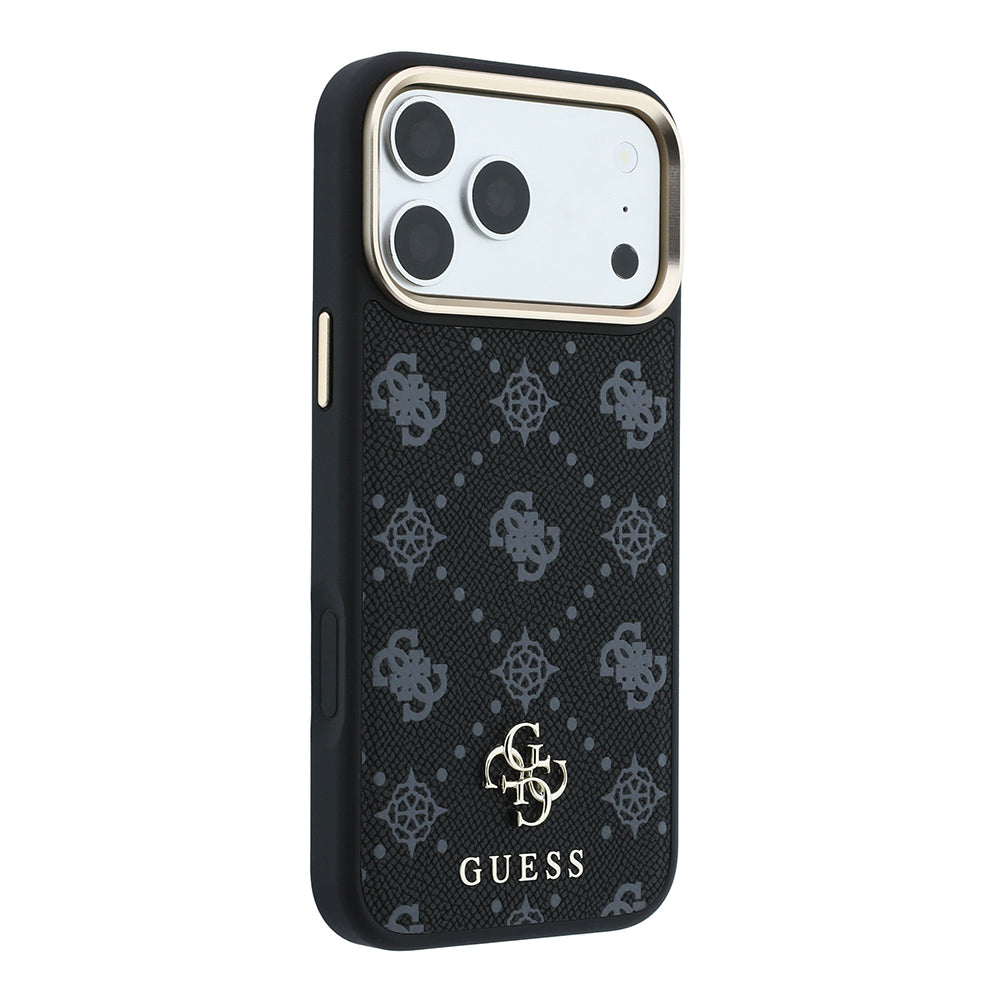 Apple iPhone 18 Pro Max Kılıf Guess M-safe Uyumlu Klasik Yazı ve 4G Logolu Peony Kapak Siyah