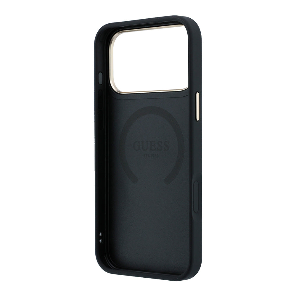 Apple iPhone 18 Pro Max Kılıf Guess M-safe Uyumlu Klasik Yazı ve 4G Logolu Peony Kapak Siyah