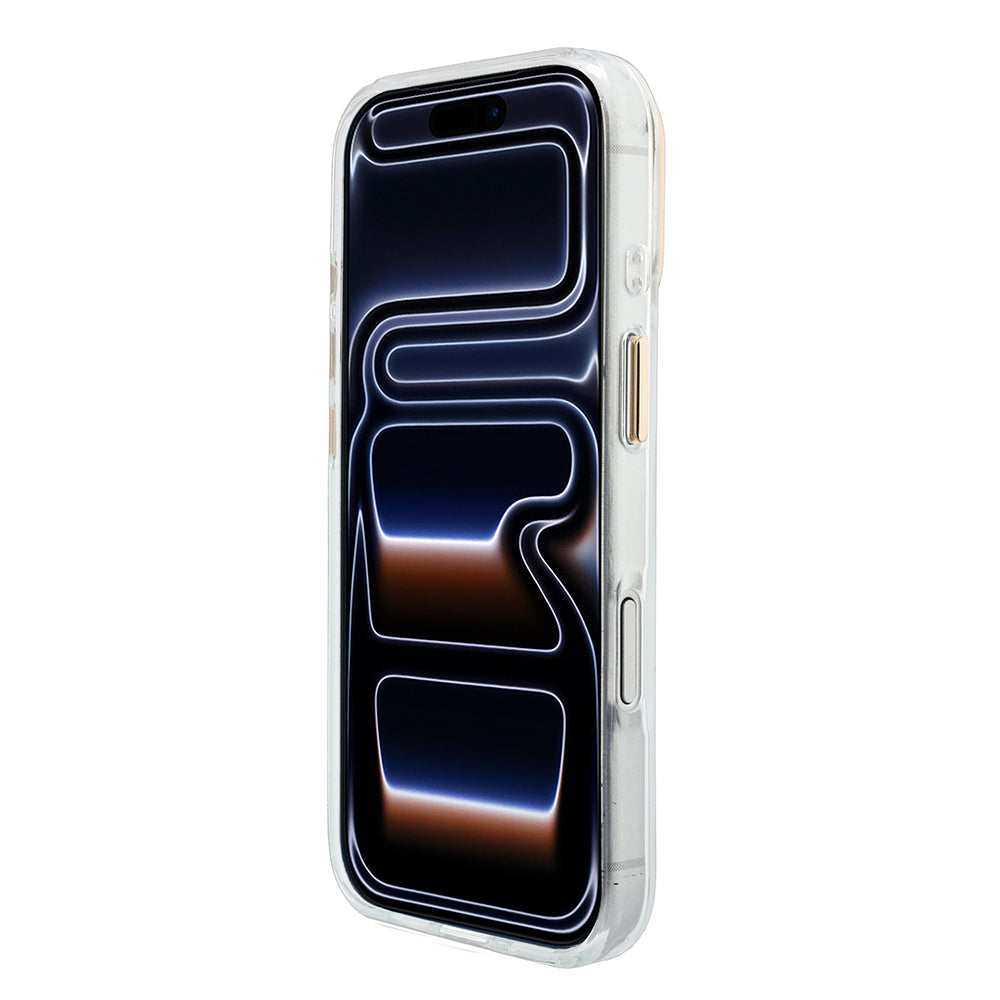 Apple iPhone 18 Pro Kılıf Guess Yazı ve 4G Büyük Metal Logolu Tpu Kapak Beyaz