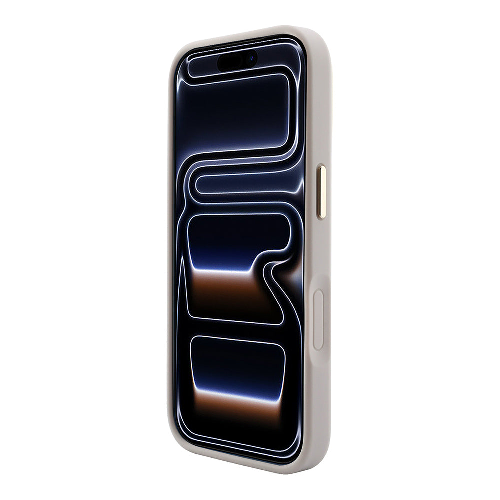 Apple iPhone 18 Pro Kılıf M-safe Şarj Özellikli Sıcak Baskılı Yazı Logolu C-Magnet PU Deri Peony Kapak Pembe