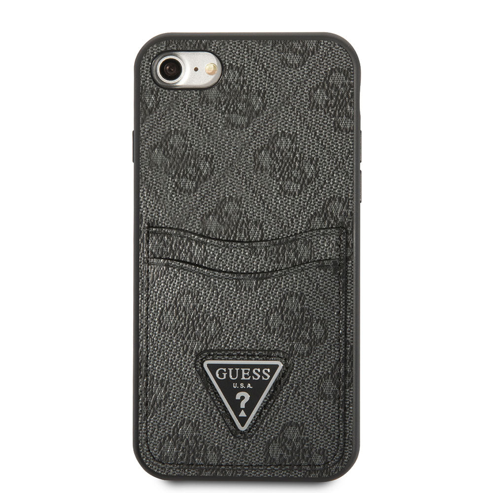 Apple iPhone SE 2022 Kılıf Guess Çift Kart Bölmeli Kartlıklı Kapak Siyah