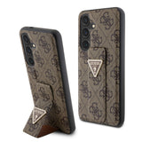 Galaxy S24 Plus Kılıf Guess 4G Desenli Standlı Deri Kapak Kahverengi