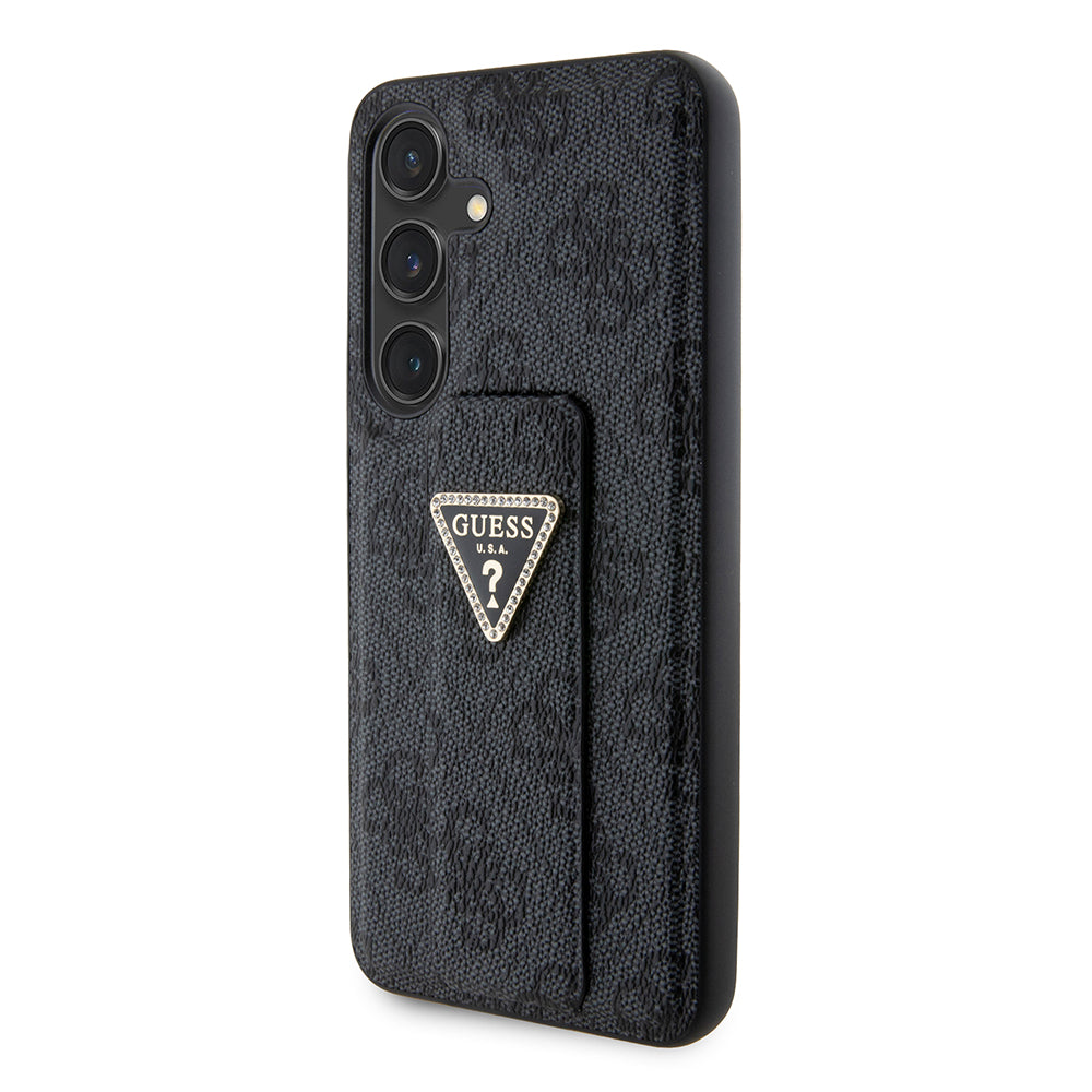 Galaxy S24 Kılıf Guess 4G Desenli Standlı Deri Kapak Siyah