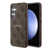 Galaxy S24 Plus Kılıf Guess Magsafe Uyumlu 4G Desenli Yazı Logolu Kapak Kahverengi