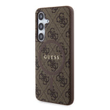 Galaxy S24 Plus Kılıf Guess Magsafe Uyumlu 4G Desenli Yazı Logolu Kapak Kahverengi