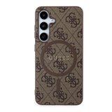 Galaxy S24 Plus Kılıf Guess Magsafe Uyumlu 4G Desenli Yazı Logolu Kapak Kahverengi
