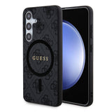 Galaxy S24 Plus Kılıf Guess Magsafe Uyumlu 4G Desenli Yazı Logolu Kapak Siyah