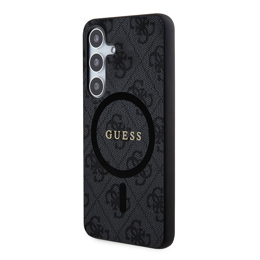 Galaxy S24 Kılıf Guess Magsafe Uyumlu 4G Desenli Yazı Logolu Kapak Siyah