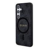 Galaxy S24 Plus Kılıf Guess Magsafe Uyumlu 4G Desenli Yazı Logolu Kapak Siyah
