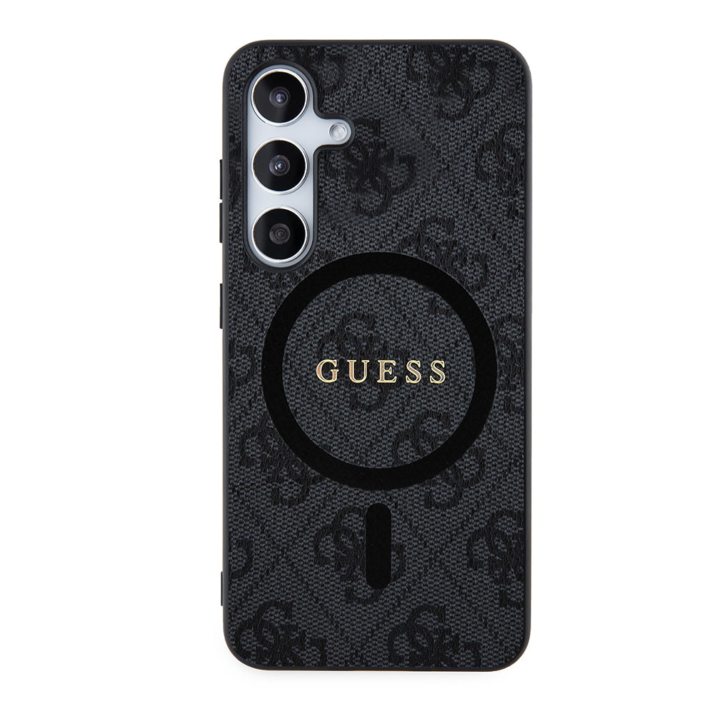 Galaxy S24 Kılıf Guess Magsafe Uyumlu 4G Desenli Yazı Logolu Kapak Siyah