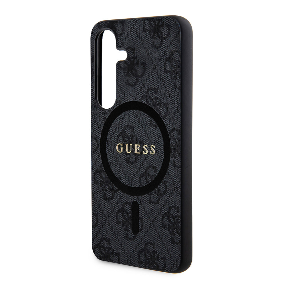 Galaxy S24 Kılıf Guess Magsafe Uyumlu 4G Desenli Yazı Logolu Kapak Siyah