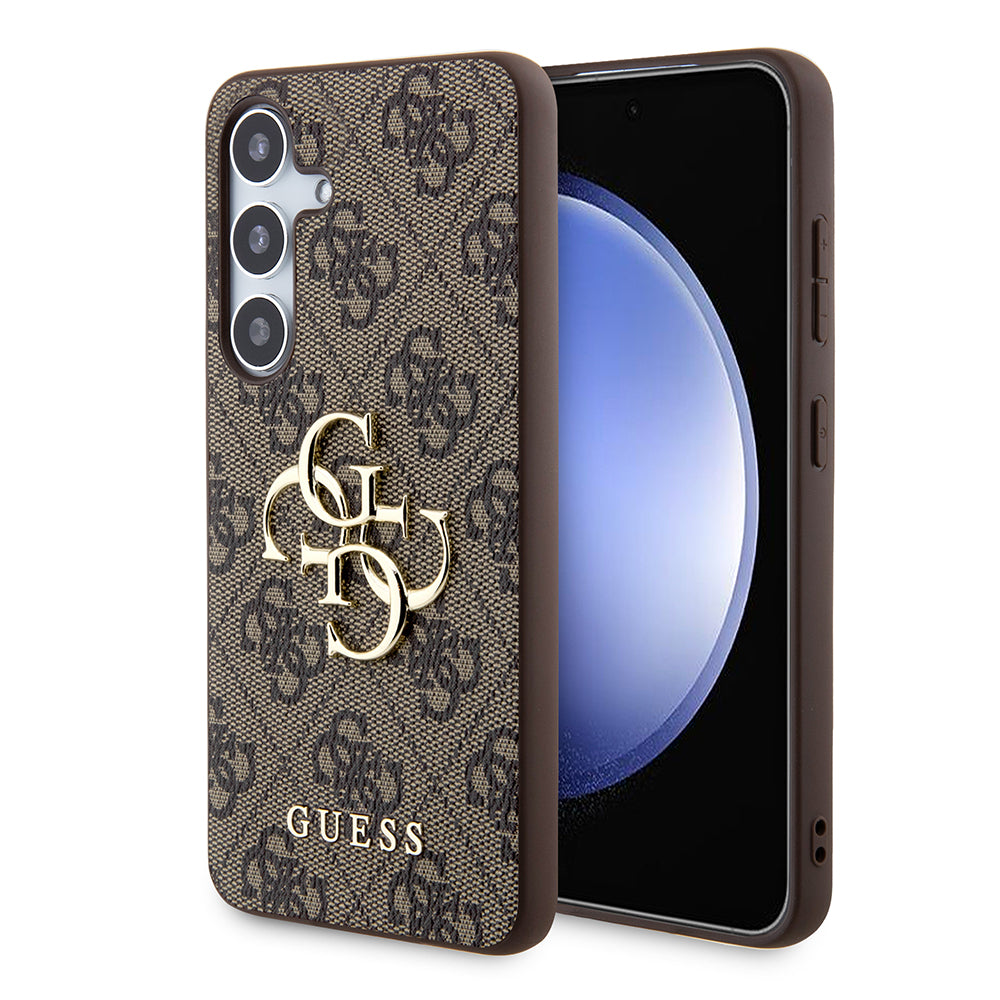 Galaxy S24 Plus Kılıf Guess PU Deri 4G Metal Logolu Kapak Kahverengi