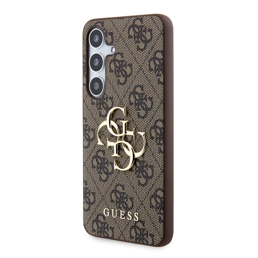 Galaxy S24 Kılıf Guess PU Deri 4G Metal Logolu Kapak Kahverengi